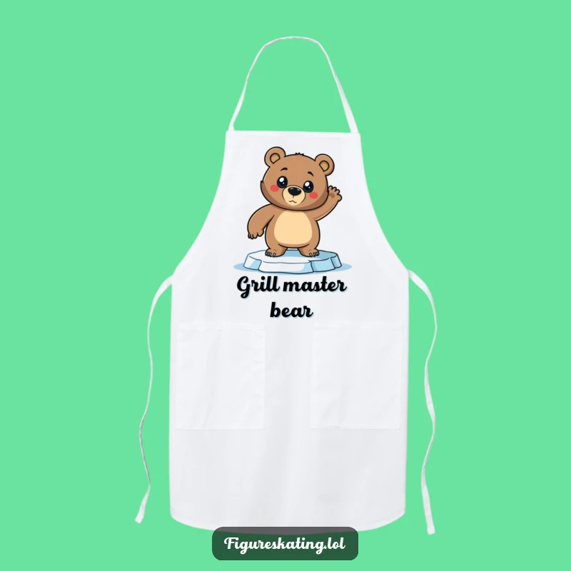 Funny Bear Ice Skating Apron: Dramatic Kitchen Humor for Cooks