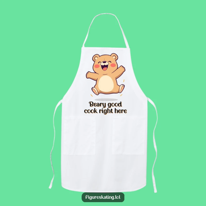 Funny Bear Triple Jump Apron - Humorous Cartoon Character Kitchen Wear for Chefs