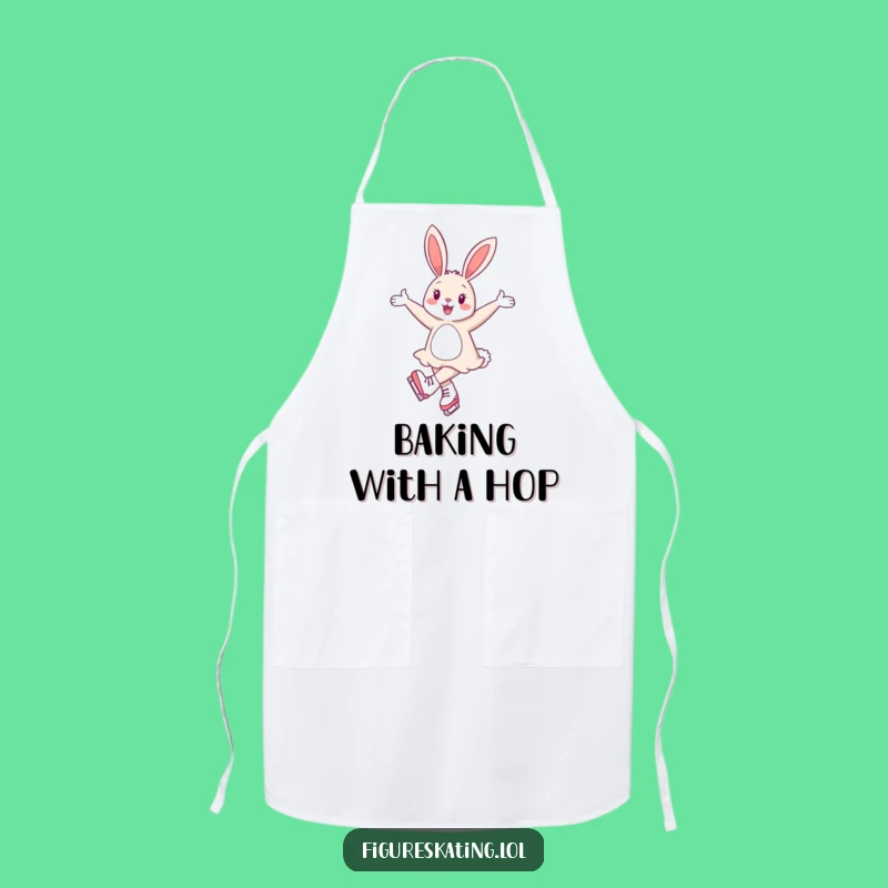 Funny Cheerful Bunny Ice Skating Apron: Cook with Graceful Fun