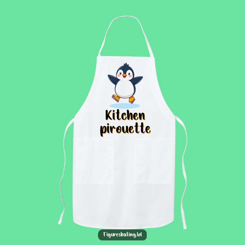 Funny Happy Penguin Ice Skating Apron: Hilarious Kitchen Fun for Winter