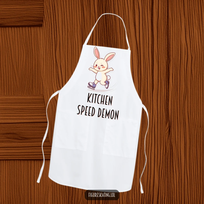 Funny Apron: A giggling rabbit skating fast in the kitchen, bringing humorous speed and style to cooking tasks.