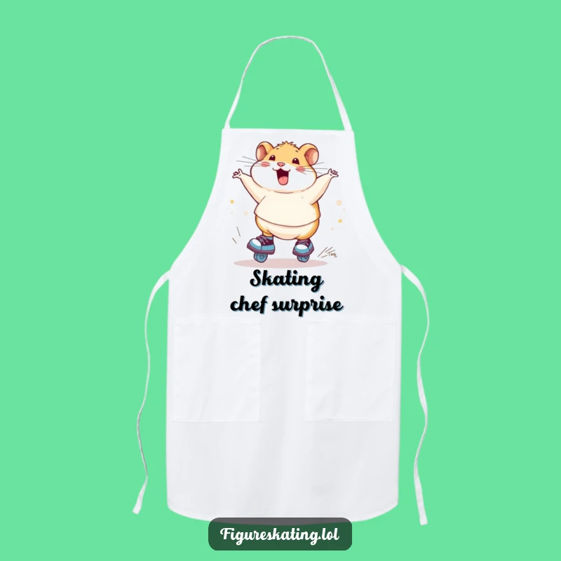 Funny Hamster Ice Skating Apron: Cook with Wobbly, Hilarious Charm!