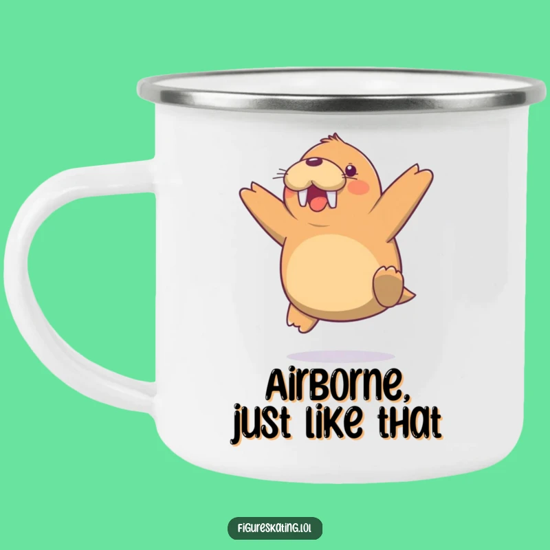 Funny Walrus Jump Camping Mug - Outdoor Arctic Adventure Cup