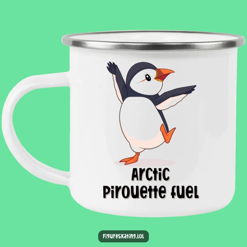 Funny Puffin Pirouette Camping Mug - Outdoor Dancer Adventure Cup