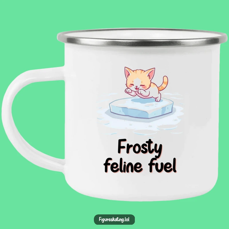 Funny Kitten Ice Skating Camping Mug: Adventure & Laughter for Cat Lovers!