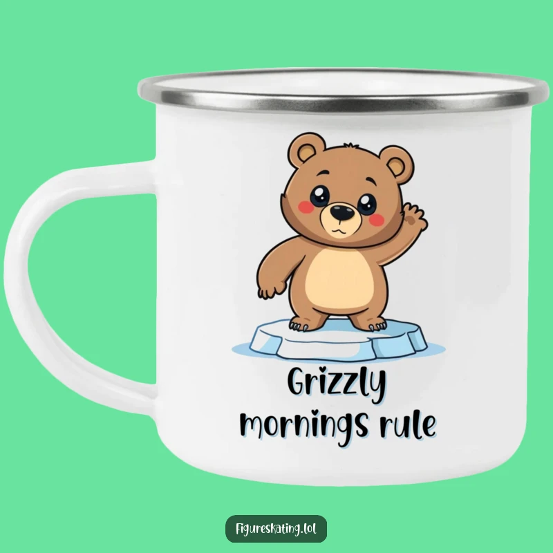 Funny Bear Ice Skating Camping Mug: Dramatic Outdoor Humor