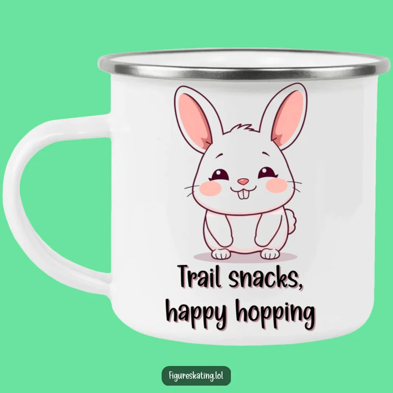 Funny Bunny Gliding Camping Mug - Enamel Cup for Peaceful Adventures