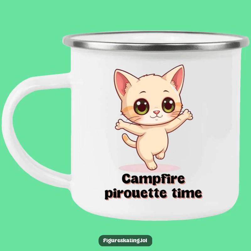 Funny Curious Cat Pirouette Camping Mug - Outdoor Gift for Feline Fans