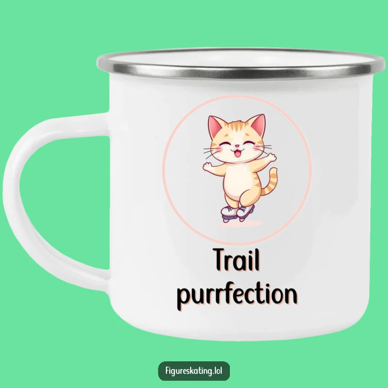 Funny Giggling Cat Skating Camping Mug: Enjoy the Outdoors with Feline Fun!