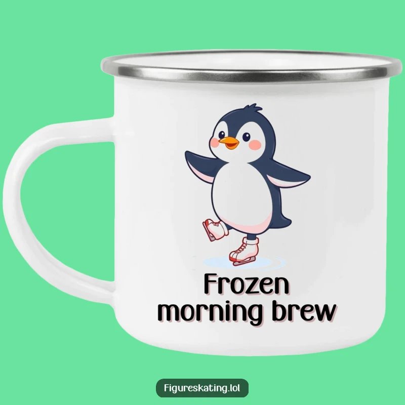Funny Penguin Ice Skating Camping Mug: Happy Skater Outdoor Gift!