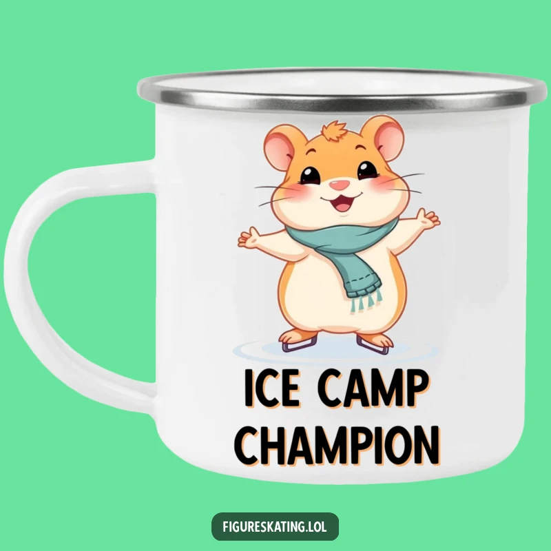 Funny Smiling Hamster Ice Skating Camping Mug - Durable & Hilarious Outdoor Drinkware
