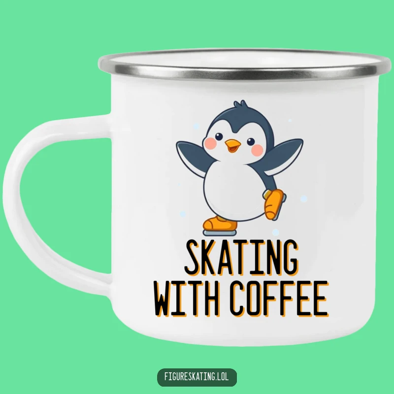 Funny Penguin Ice Skater Camping Mug: Enjoy Your Brew with Coolness, A Winter Funny Gift!