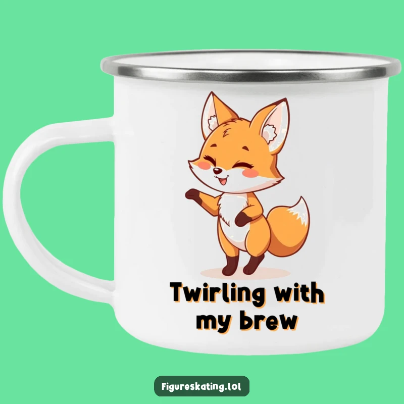 Funny Fox Pirouette Camping Mug - Playful & Hilarious Outdoor Gift