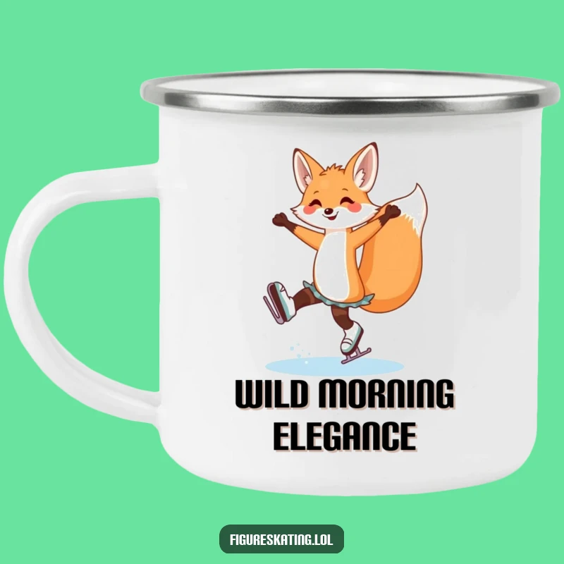 Funny Fox Ice Skating Camping Mug: Chic Skater Fox Outdoor Gift!