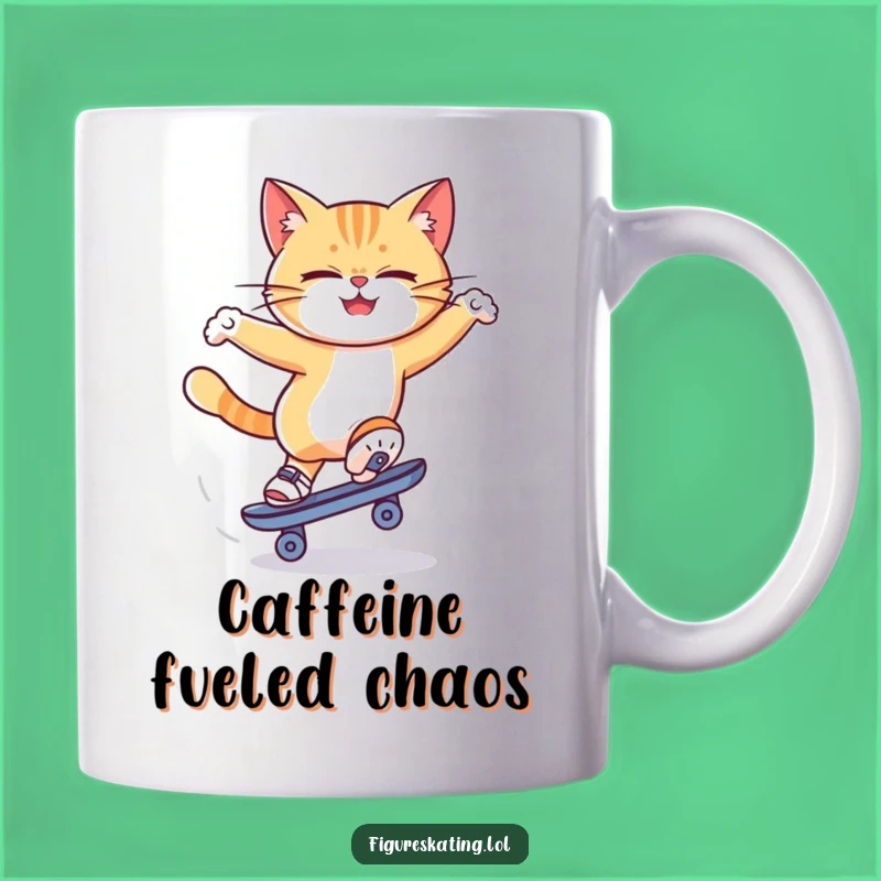 Funny Cat Skate Spin Mug: Determined Skater Cat Gift!