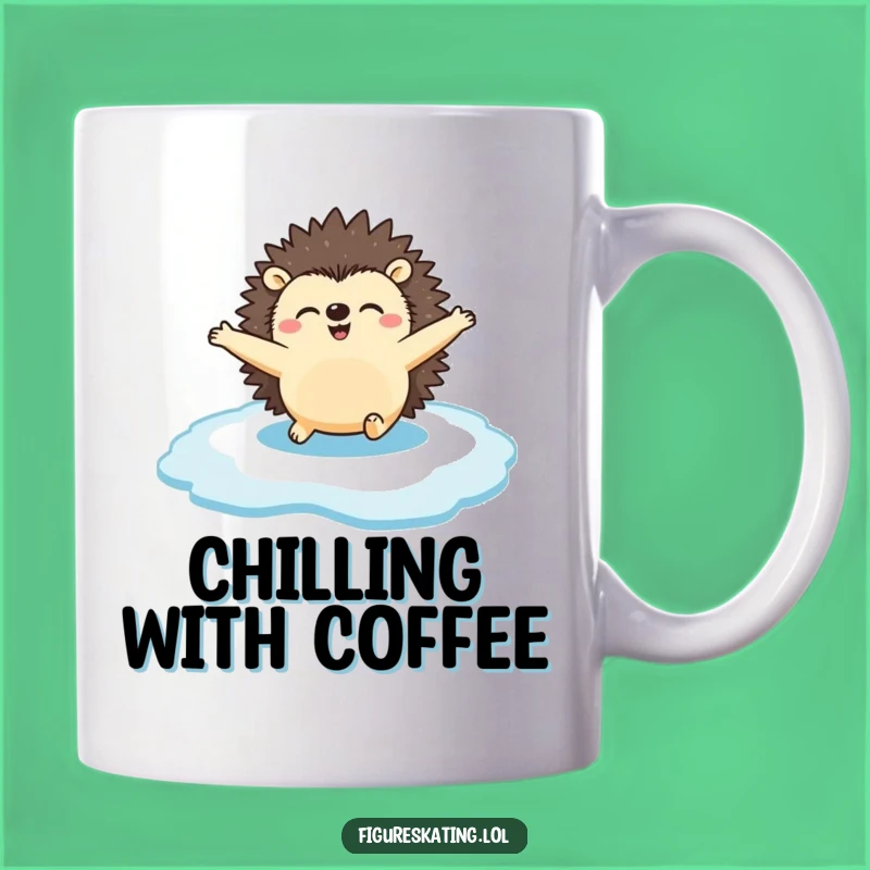 Funny Hedgehog Ice Mug: Hilarious Skating Animal Gift for Joyful Moments.