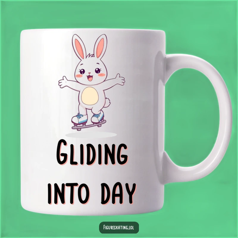 Funny Skating Bunny Mug: Happy Gliding Hare, Joyful Funny Gift for Skaters