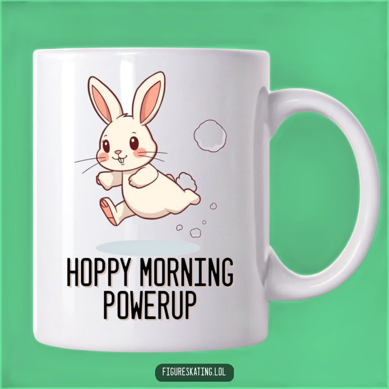 Funny Determined Rabbit Leaping Mug - Hilarious Winter Gift for Action Lovers