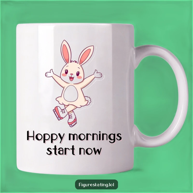 Funny Cheerful Bunny Ice Skating Mug: Elegant & Hilarious Gift
