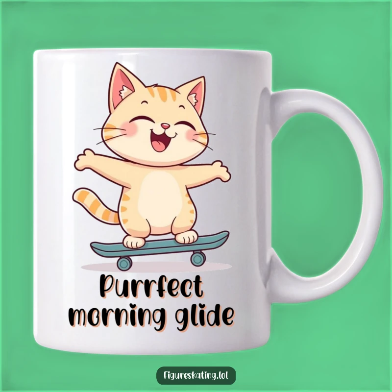 Funny Cat Skating Mug: Joyful Backward Rider Gift