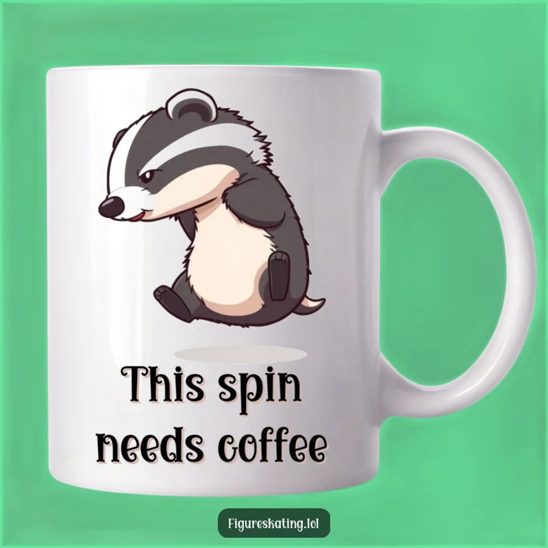 Funny Badger Ice Skating Mishap Mug: A Hilarious Gift for skaters and animal lovers.