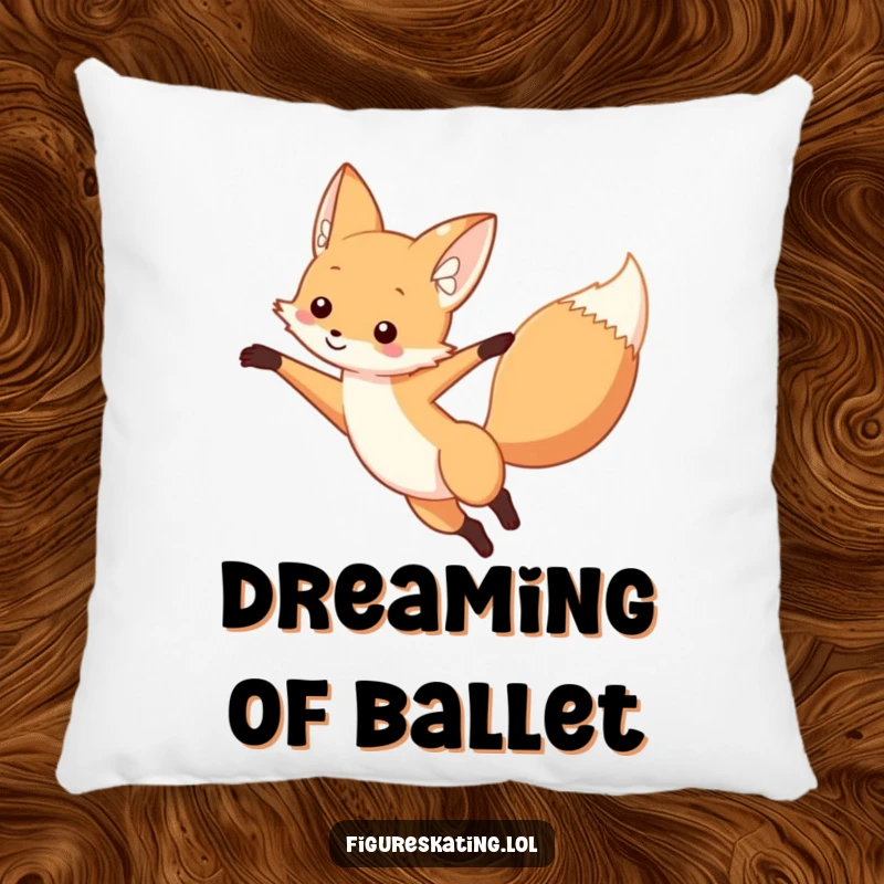 Funny fox pillow featuring a curious fox in an elegant arabesque pose with an extended arm, perfect for adding comfort and style.