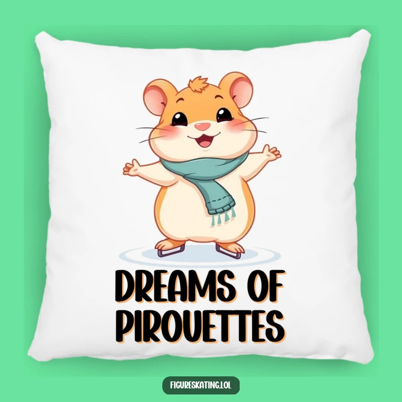 Funny Smiling Hamster Ice Skating Pillow - Cozy & Hilarious Decor