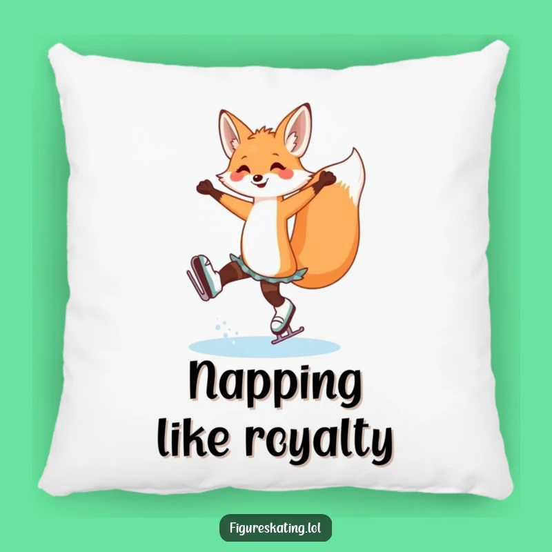 Funny Fox Ice Skating Pillow: Cozy Skater Fox Comfort Gift!