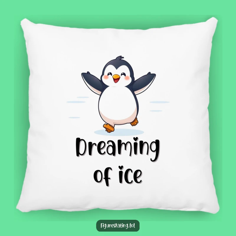 Funny Penguin Pillow: Delighted Skating Accent Throw Pillow Gift