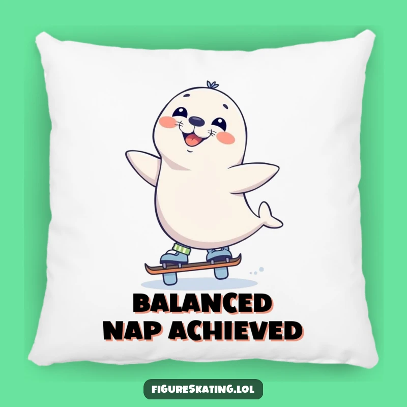 Funny Seal Skate Pillow - Cozy Grinning Balancer Cushion Gift