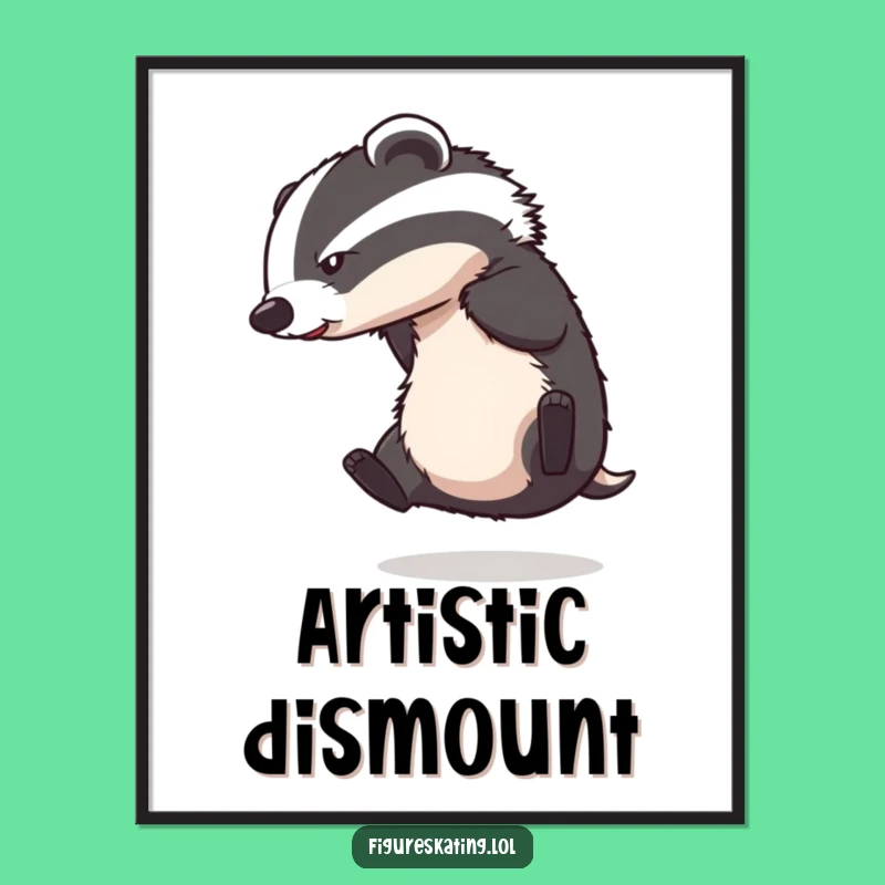 Funny Badger Ice Skating Digital Art Print: Instant Hilarious Wall Decor.