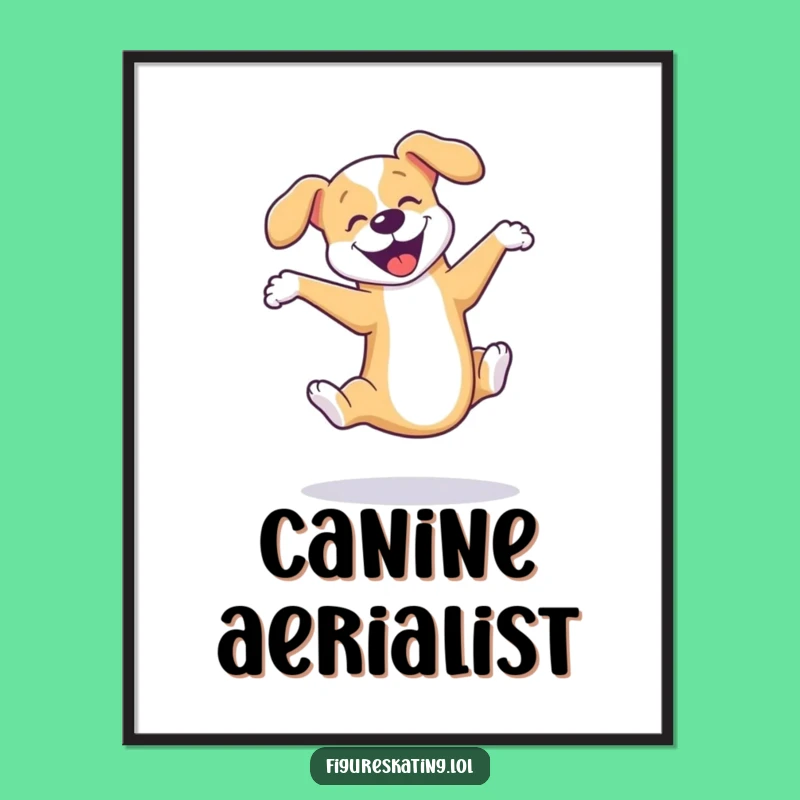 Funny Dog Triple Axel Digital Art Print: Joyful Skater Decor!