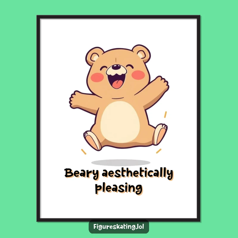 Funny Bear Triple Jump Digital Print - High-Resolution Cartoon Art for Instant Joy