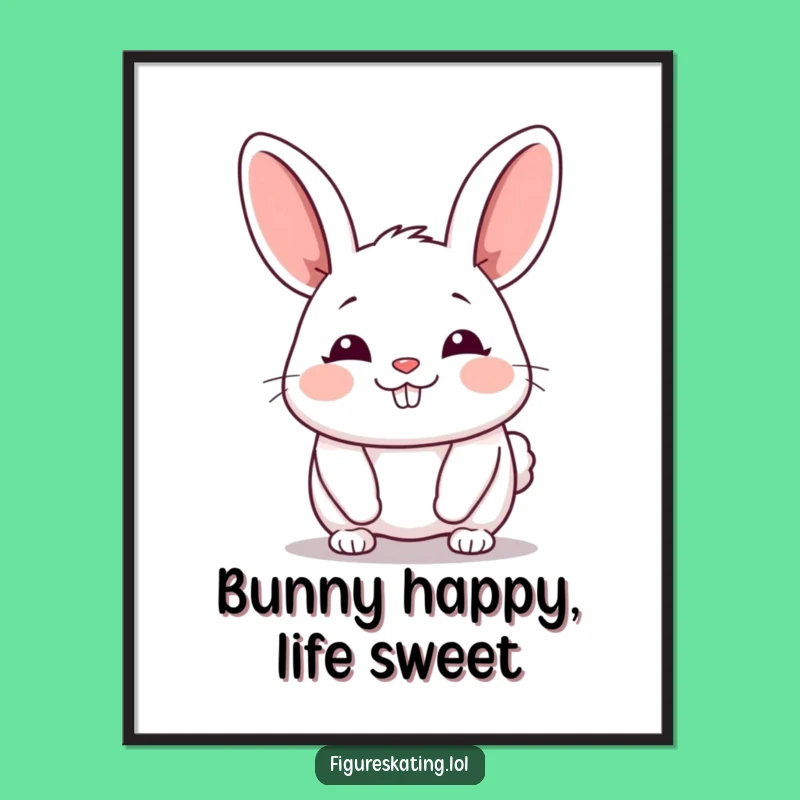 Funny Bunny Gliding Digital Print - High-Resolution Cartoon Art for Calm Decor