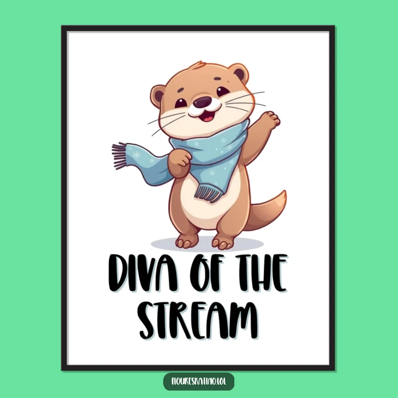 Funny Otter Twirling Digital Art: Instant Playful Humor Gift