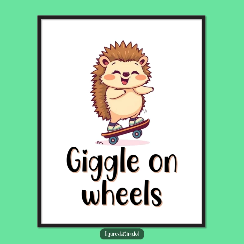 Funny Hedgehog Skate Digital Print: Instant Whimsical Art for Your Walls