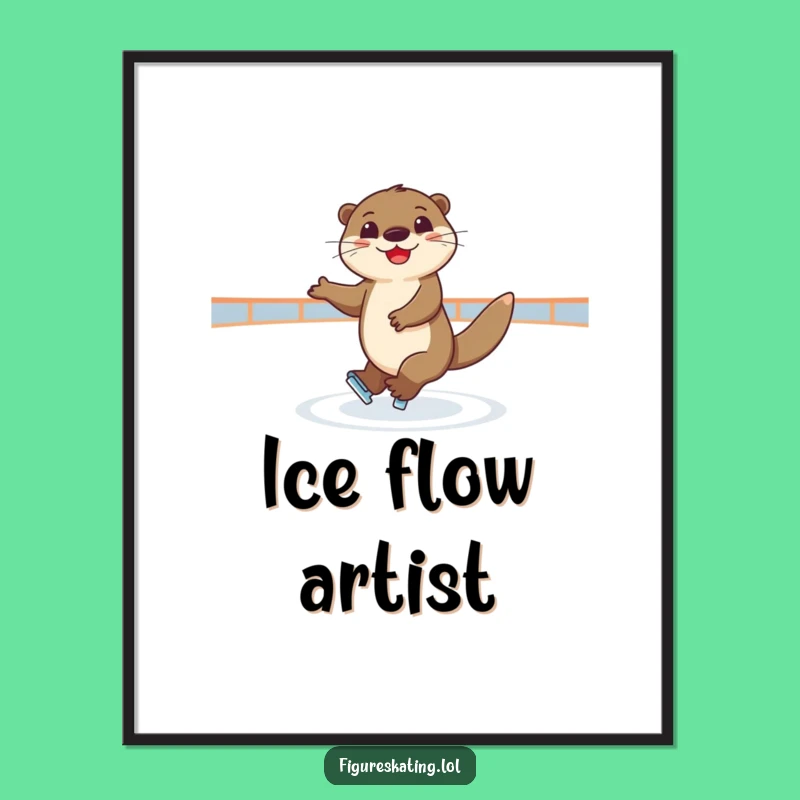 Funny Skating Otter Digital Art: Joyful Elegant Spinner, Instant Funny Download