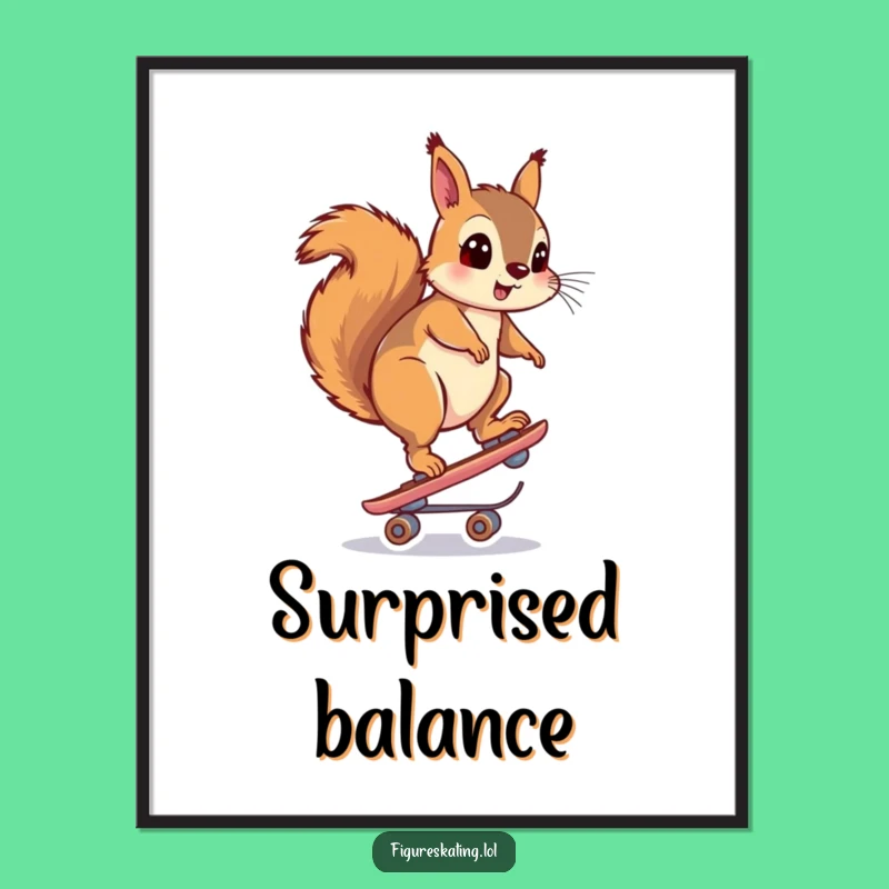 Funny Surprised Squirrel Skate Digital Print: Instant Shocking Decor