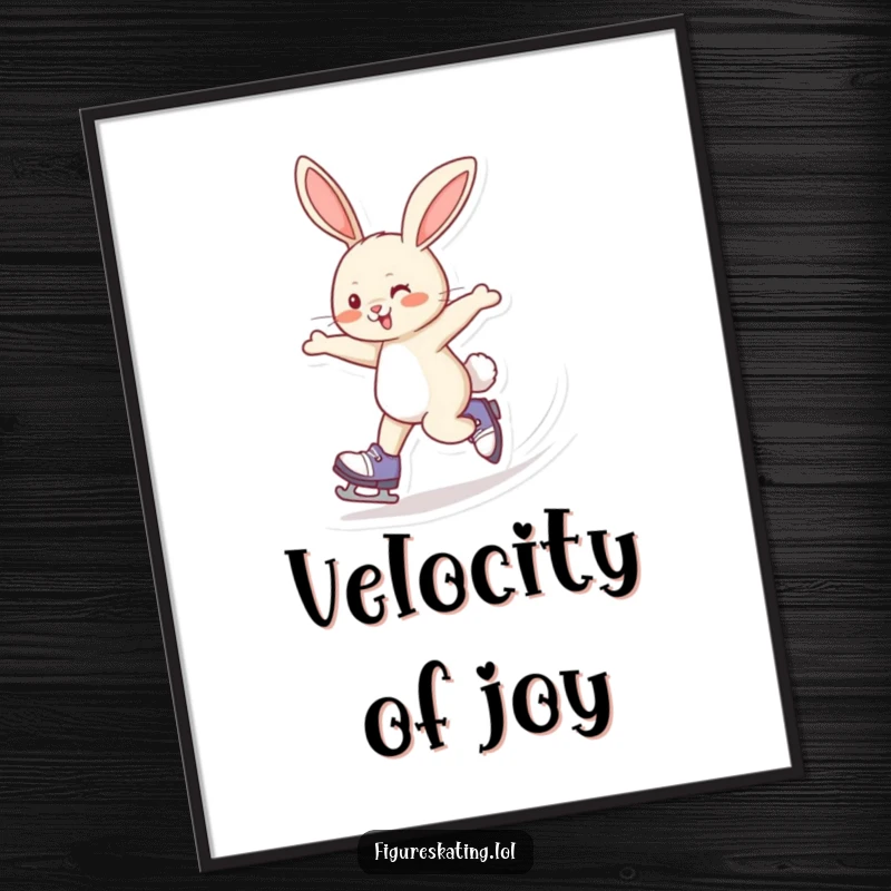 Funny Digital Art Print: A giggling rabbit skating in a figure eight with speed, offering instant humorous energy for digital display or print.