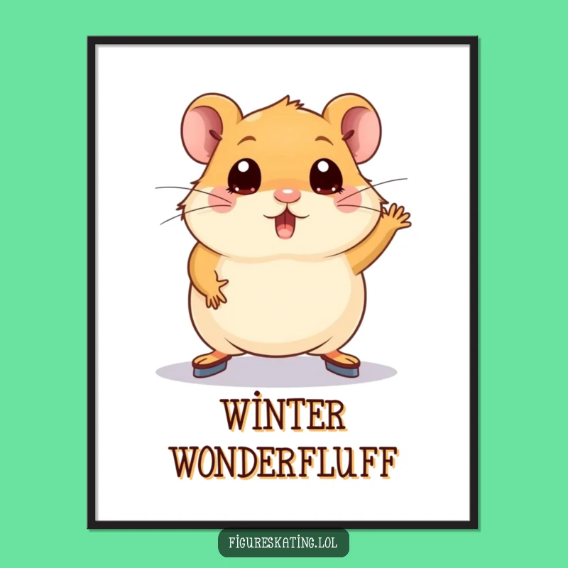 Funny Hamster Figure Skating Digital Art - Hilarious Wall Decor Gift