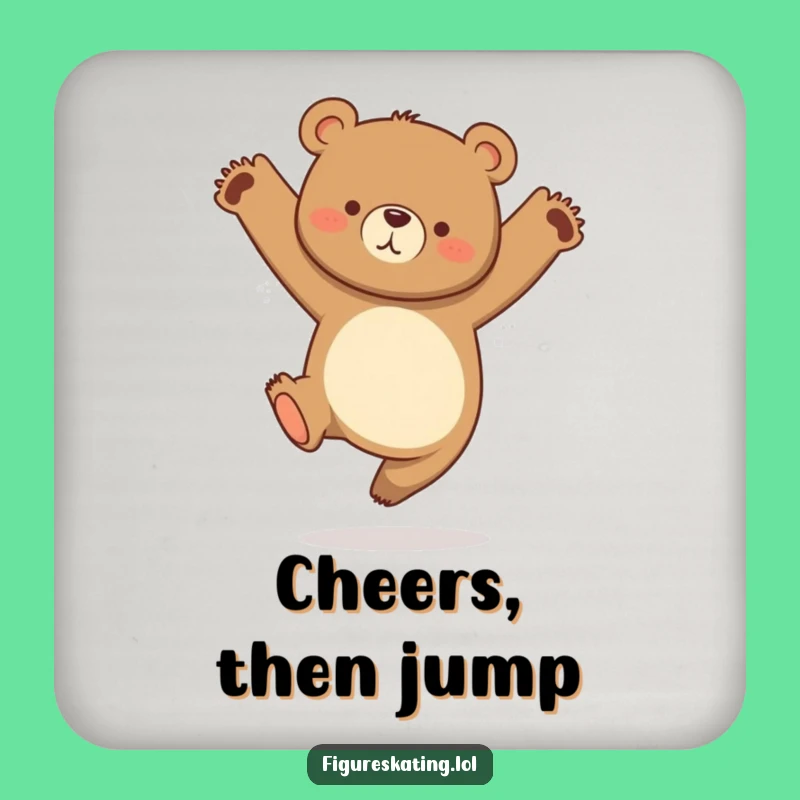 Funny Bear Jump Drink Coaster a Humorous Table Protector