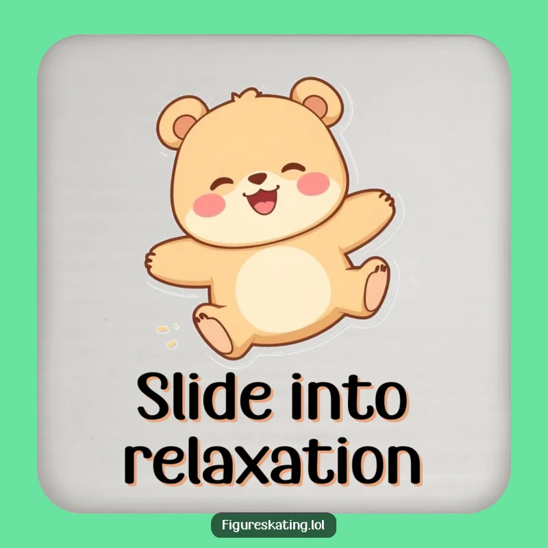 Funny Happy Bear Gliding Drink Coaster - Table Gift for Joyful Gatherings