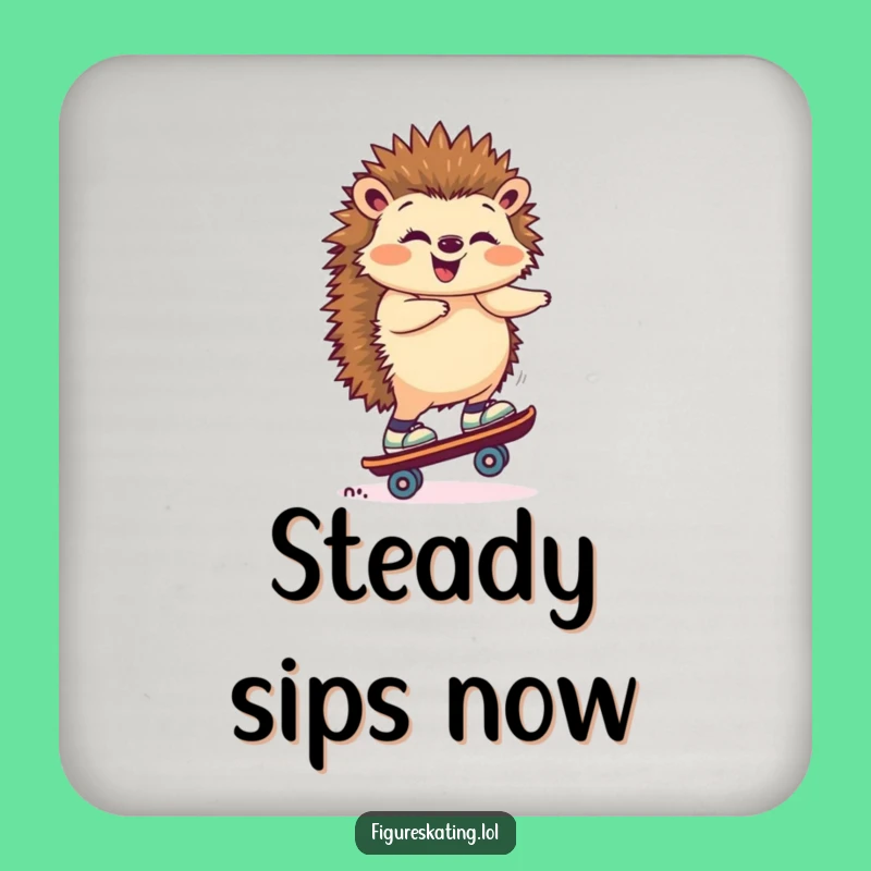 Funny Hedgehog Skate Drink Coaster: Protect Surfaces with Quirky Charm