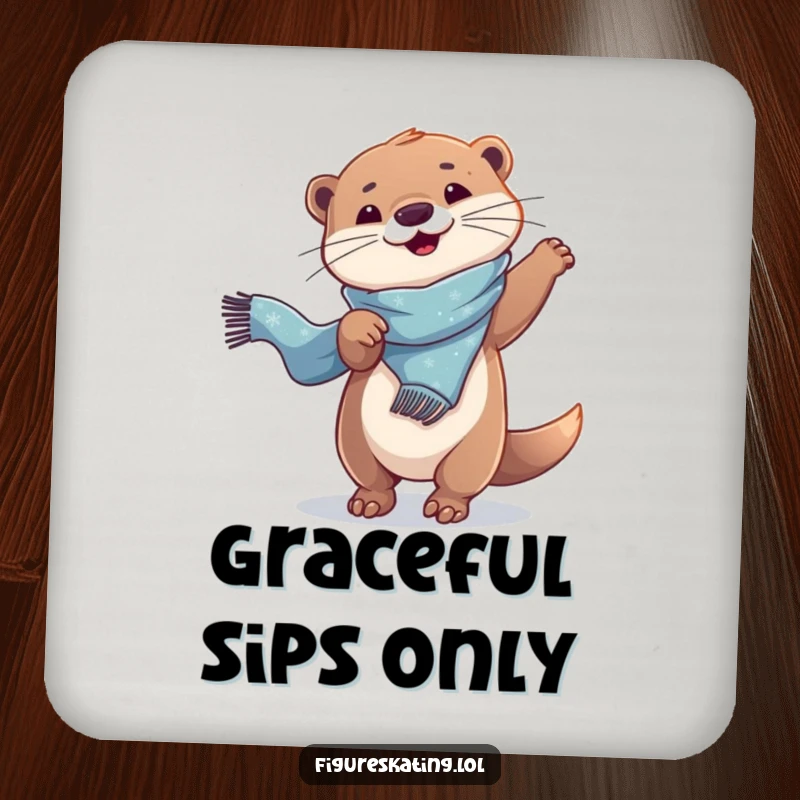 Funny Coaster: A playful otter twirling with a scarf, adding humorous grace and style to any table setting while protecting surfaces.