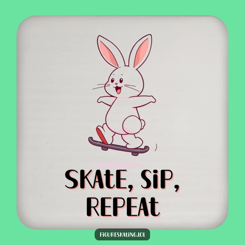 Funny Rabbit Skate Drink Coaster a Humorous Table Protector