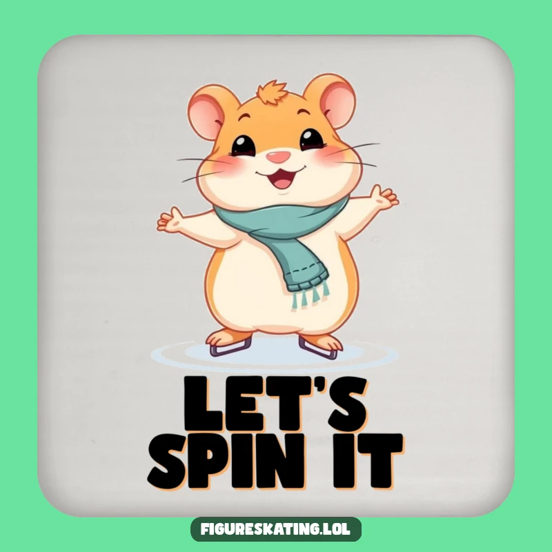 Funny Smiling Hamster Ice Skating Coasters - Protect Furniture with Hilarious Art