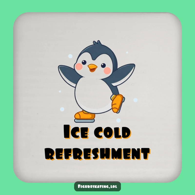 Funny Penguin Ice Skater Coasters: Protect Surfaces with Grace, A Chic Funny Gift!