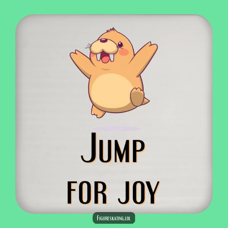 Funny Walrus Jump Drink Coaster - Arctic Table Protection Gift