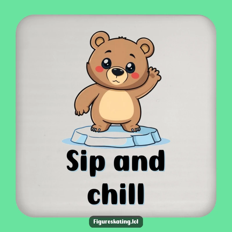 Funny Bear Ice Skating Coaster: Dramatic Protection with Humor