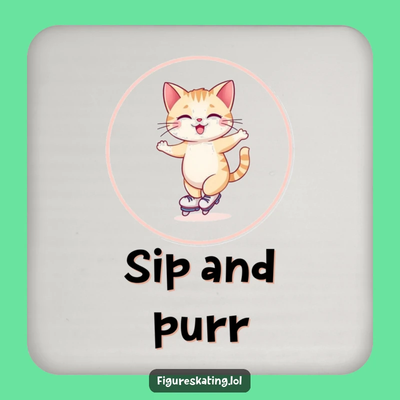 Funny Giggling Cat Skating Coaster: Protect Surfaces with Feline Flair!